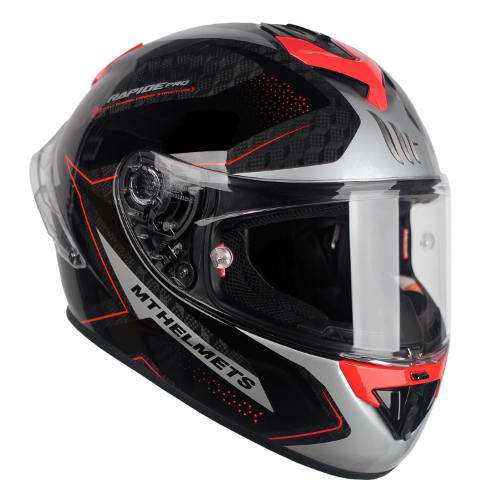 [MT헬멧]RAPIDE CARBON  MASTER GLOSSY FLUOR RED